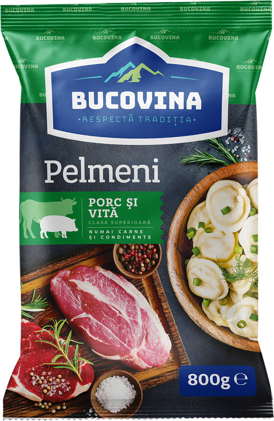 BUCOVINA Pelmeni cu carne de porc si vita 800 g