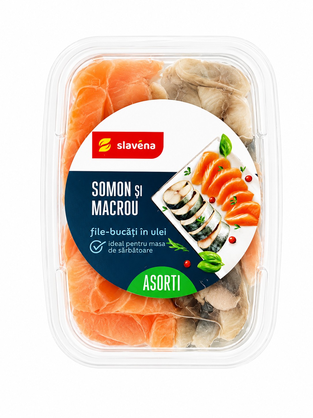 Asorti din somon și macrou în ulei 250 g