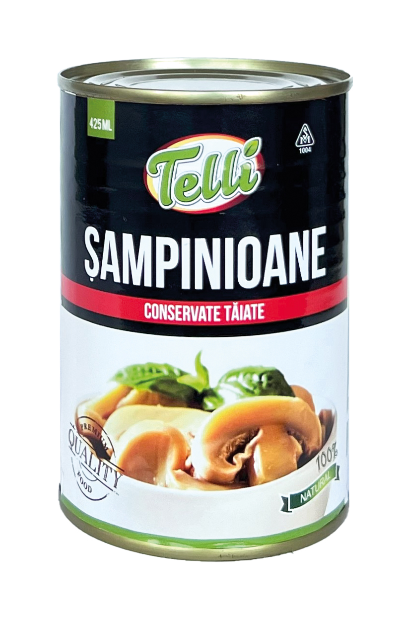 TELLI Ciuperci Șampinioane tăiate, conservate 425 ml