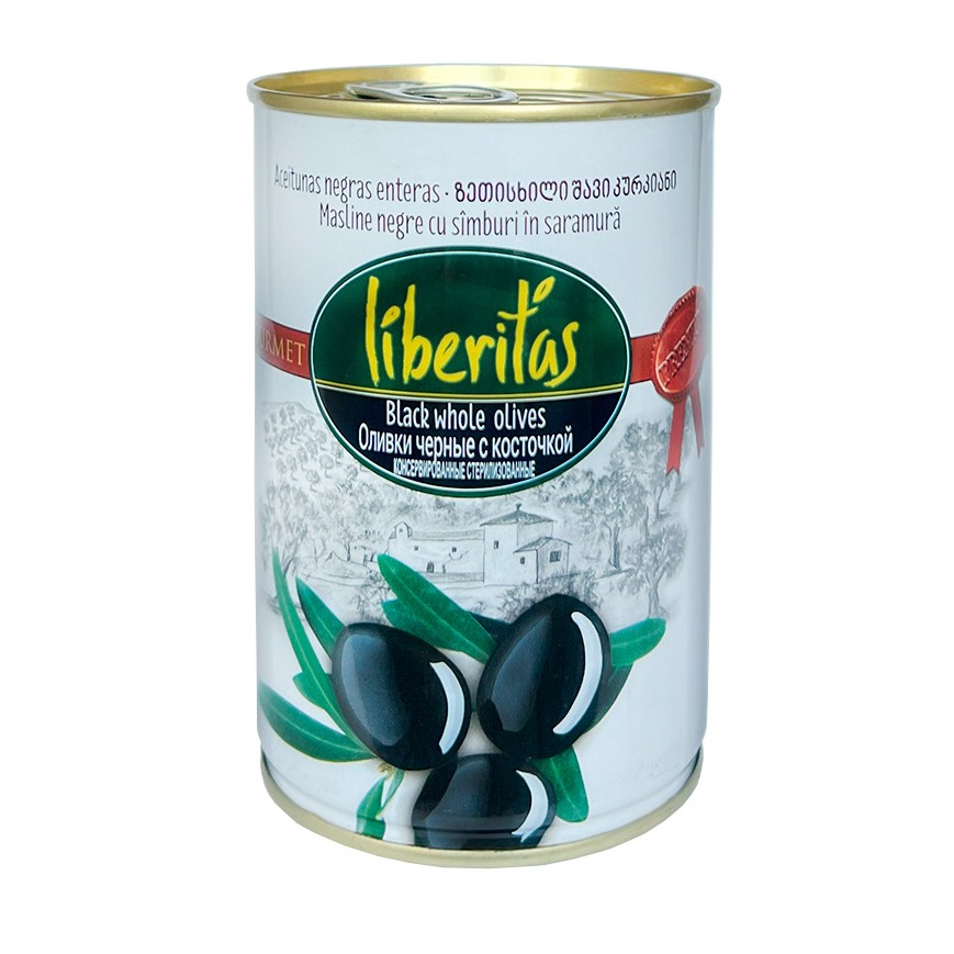LIBERITAS Măsline negre cu sâmbure (180-220) 425 gr