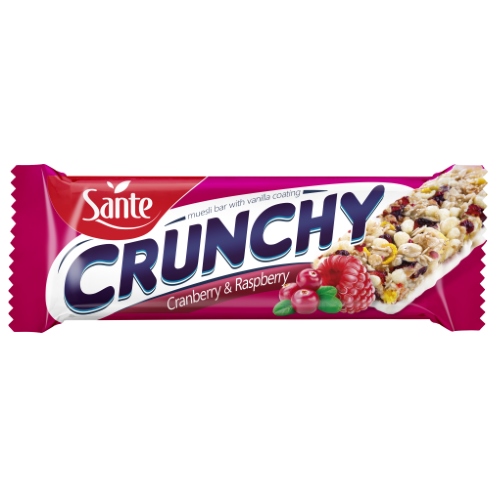 SANTE Baton CRUNCHY Merișor/Zmeură 40g   