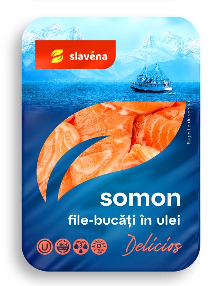 Somon bucăți în ulei 200g