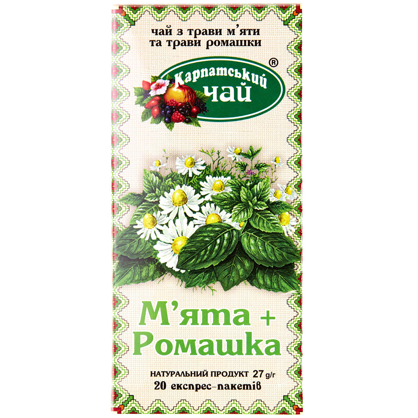КАРПАТСКИЙ Ceai din plante Mentă+Mușețel 20*1.35g
