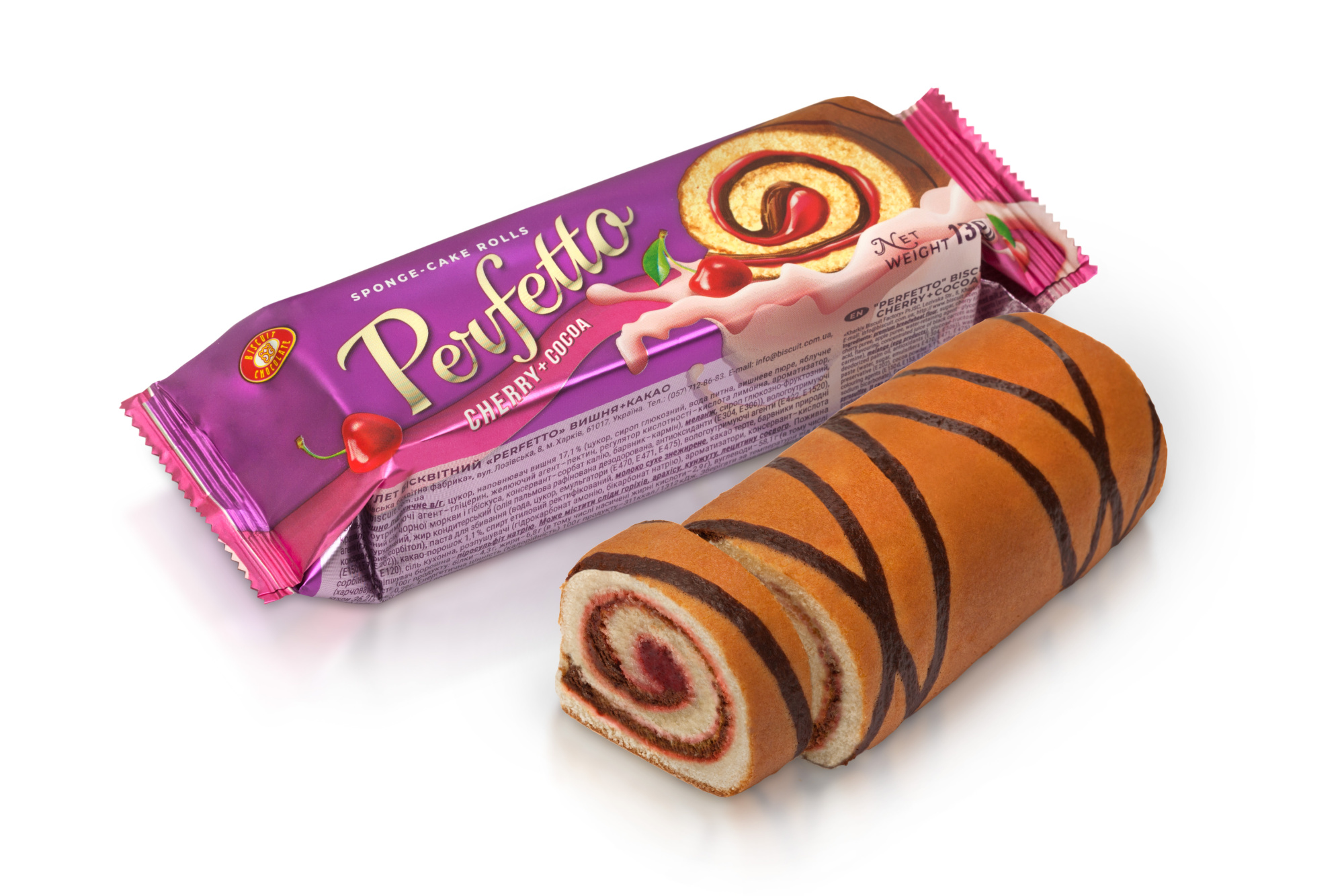 BISCUIT CHOCOLATE Ruladă "PERFETTO" vișine-cacao 130 g