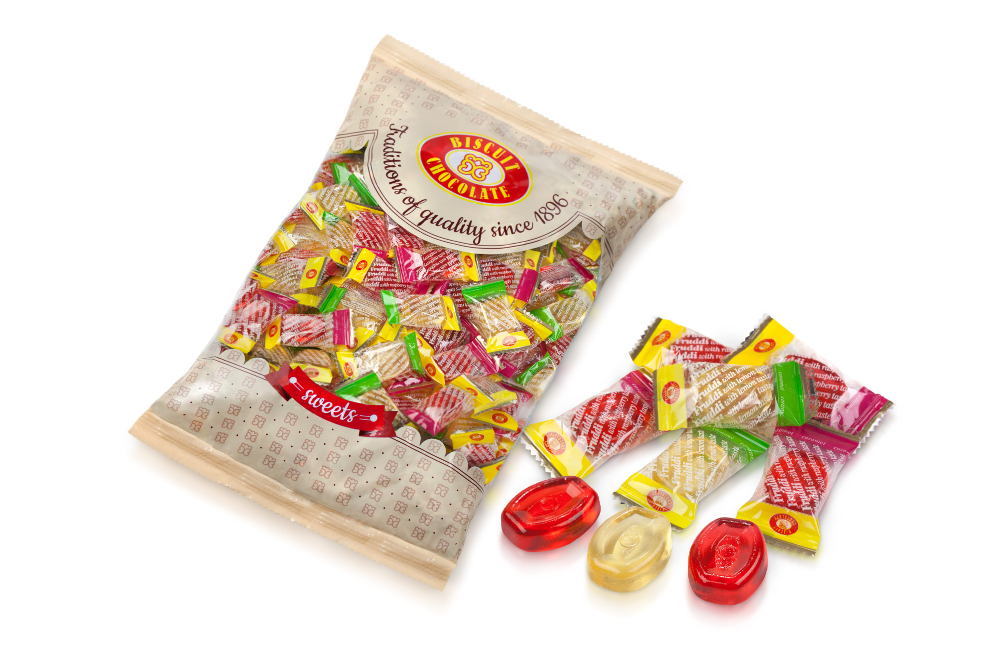 BISCUIT CHOCOLATE Caramelă "Frudi-mix" zmeură-lamâie 200 g