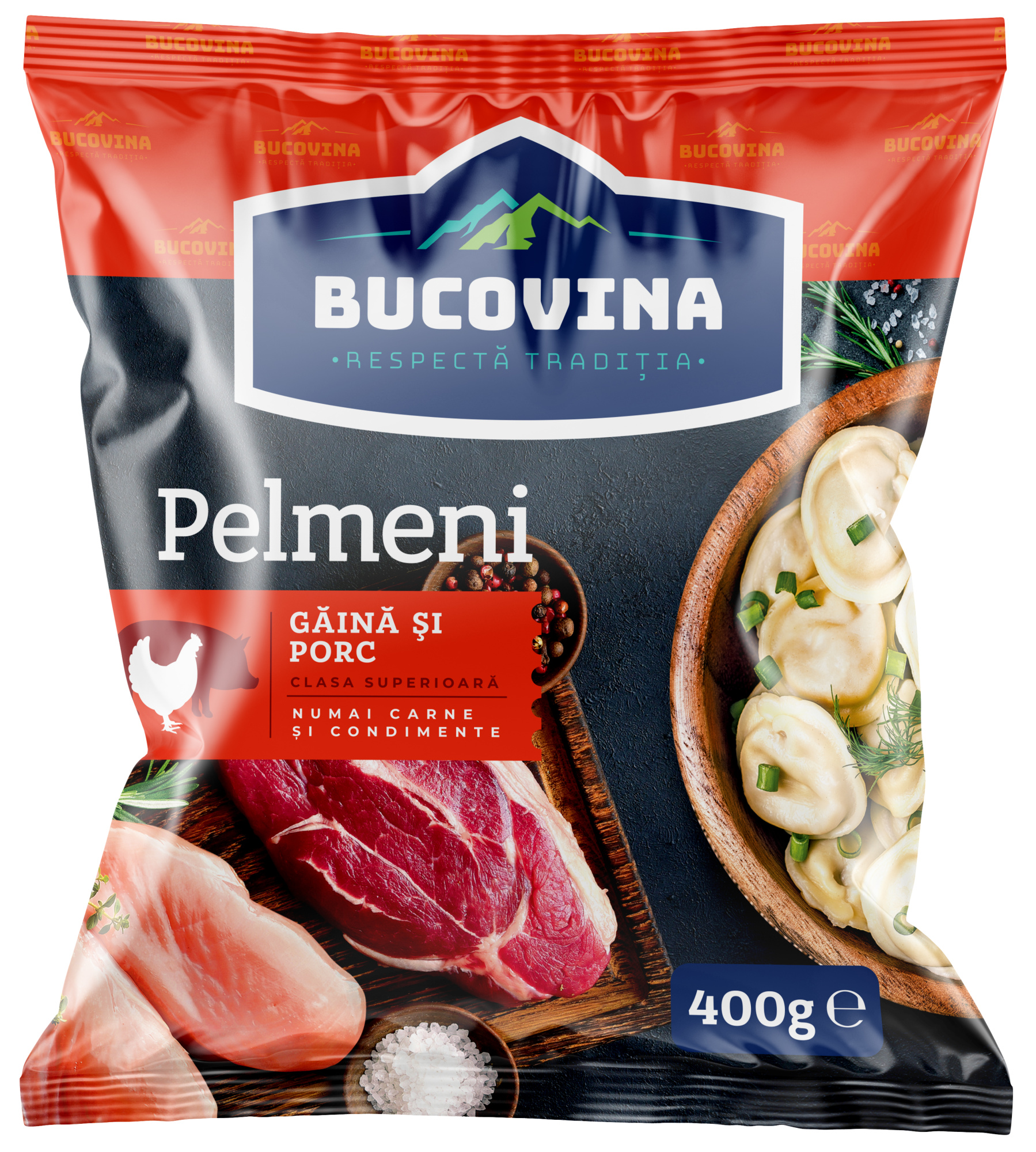 BUCOVINA Pelmeni cu carne de porc si gaina 400 g