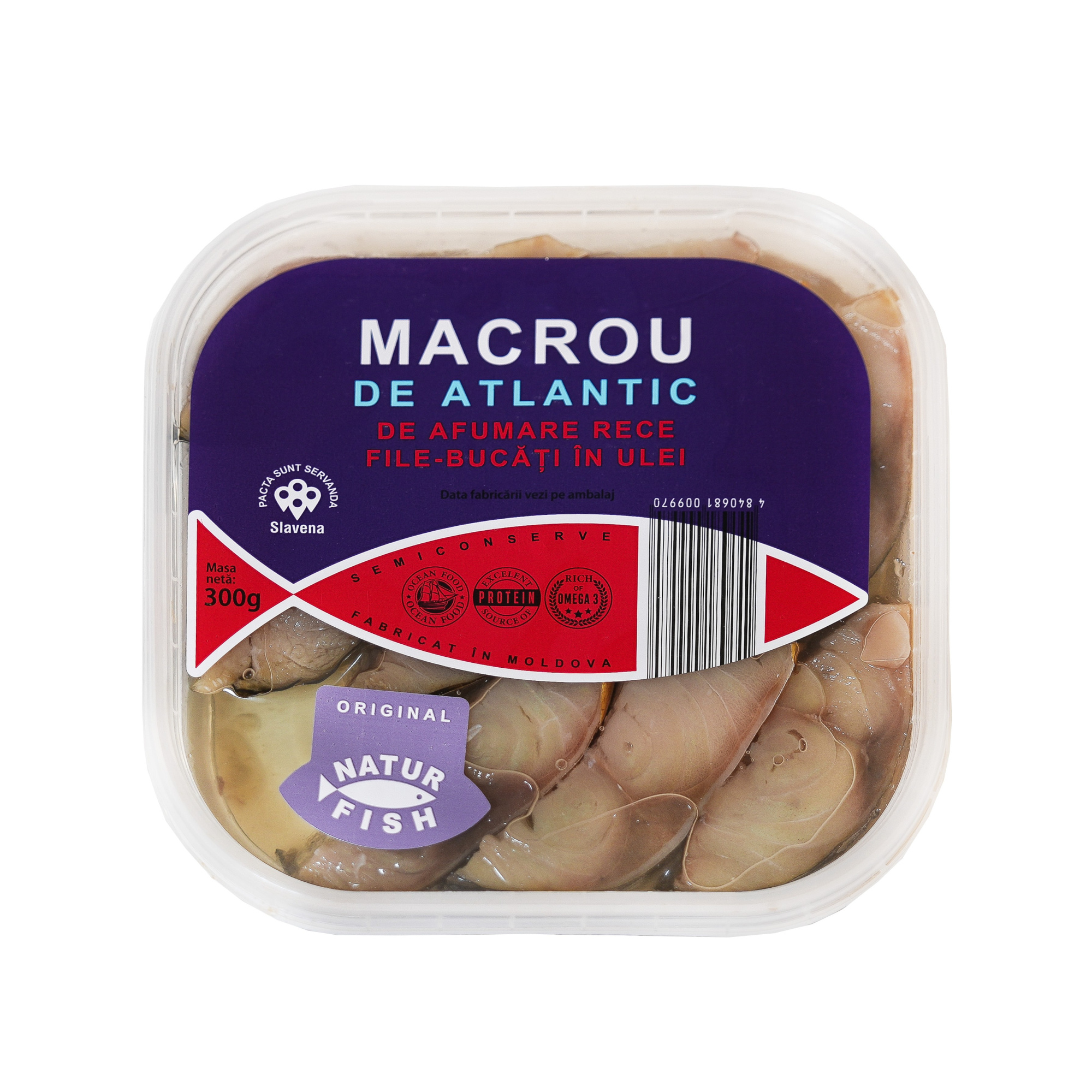 Macrou de atlantic afumat la rece file bucăți în ulei 300 g Natur Fish