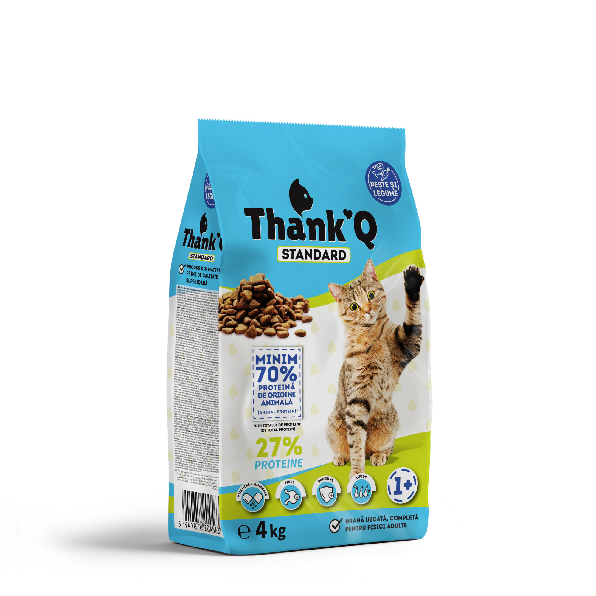 THANK'Q Hrana pentru pisici PESTE/LEGUME 4kg 