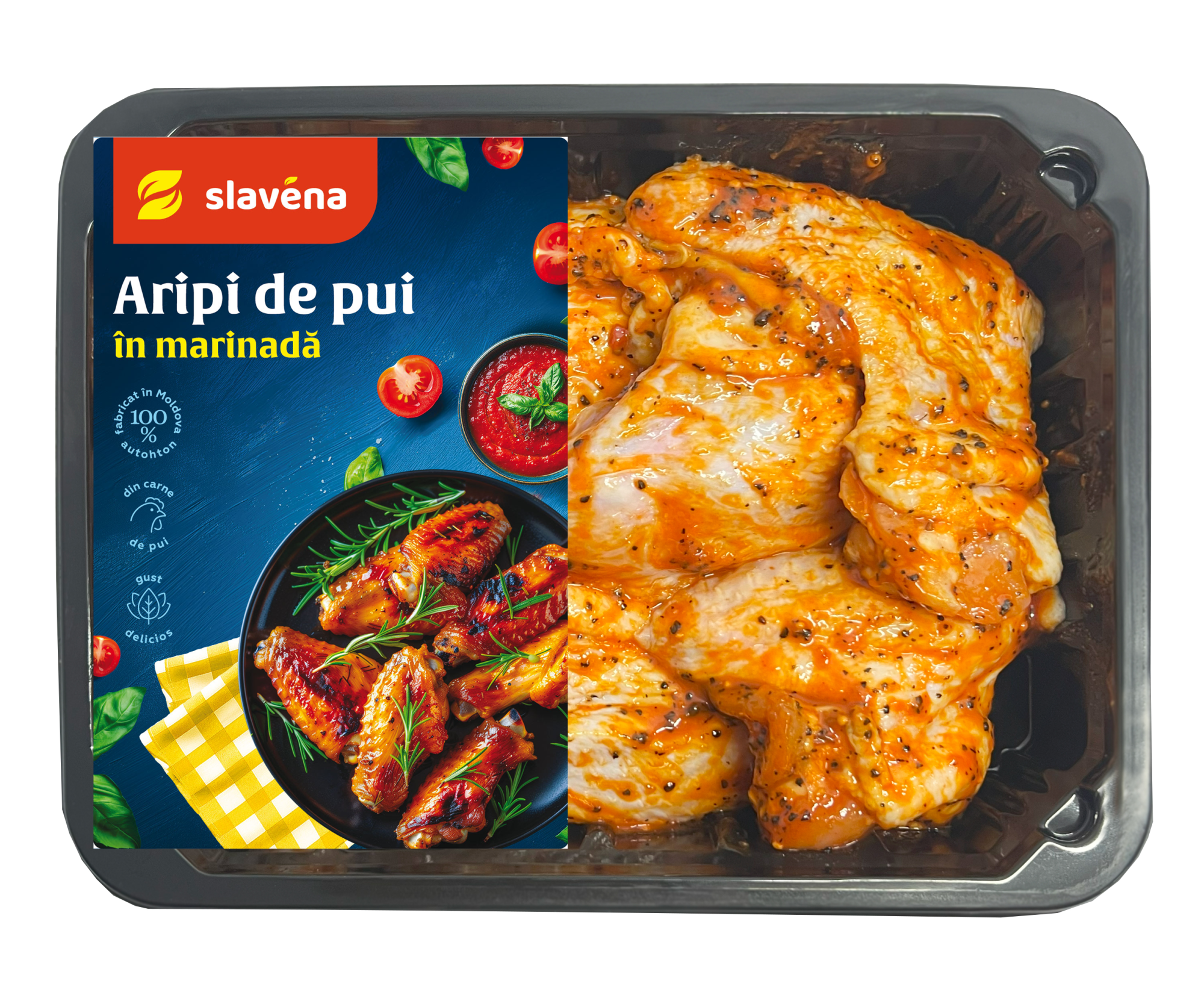 Aripi de pui în marinadă, 2 falange (congelate) 1 kg