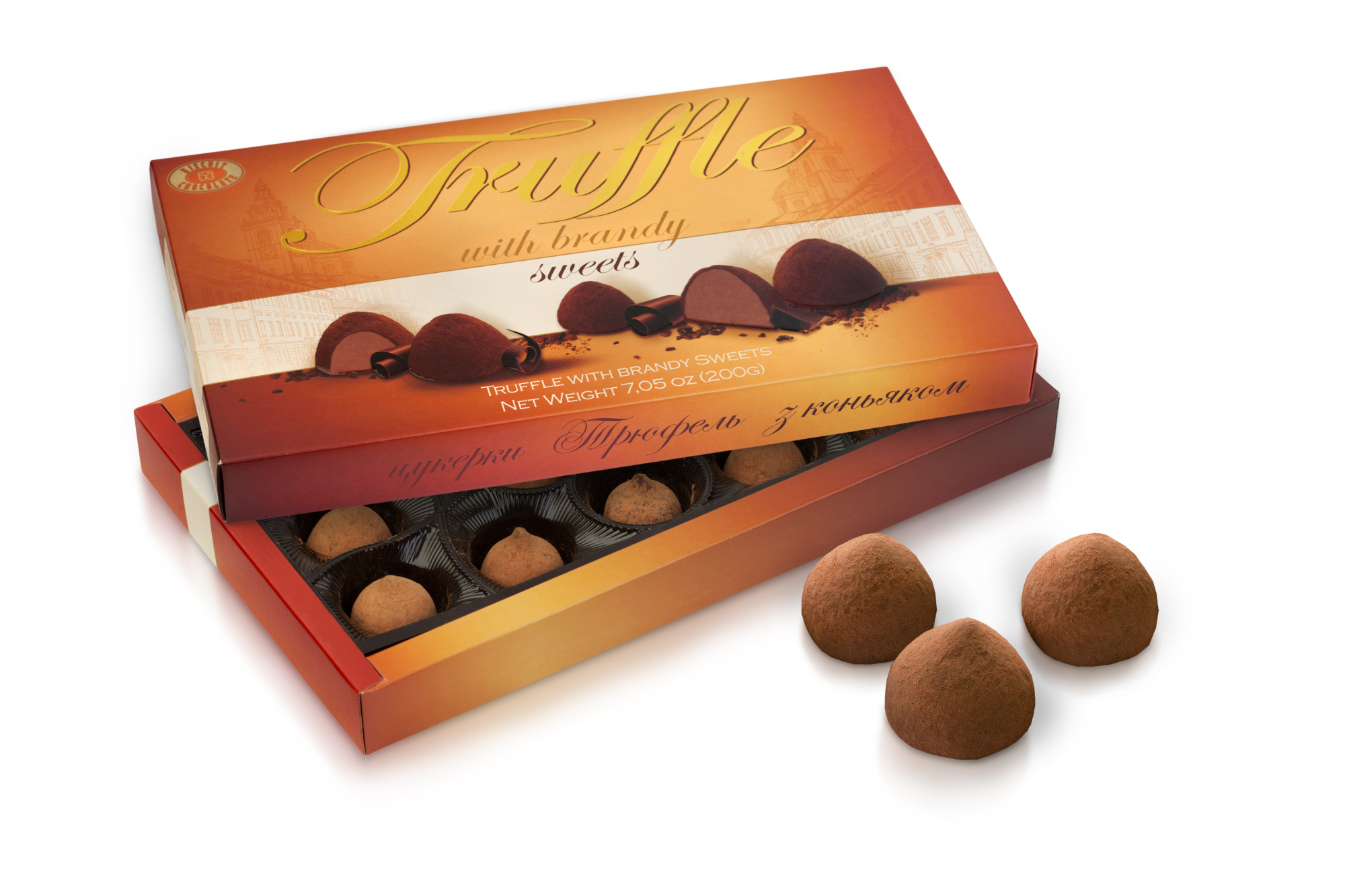 BISCUIT CHOCOLATE Bomboane de ciocolată "Trufe cu coniac" 200 g