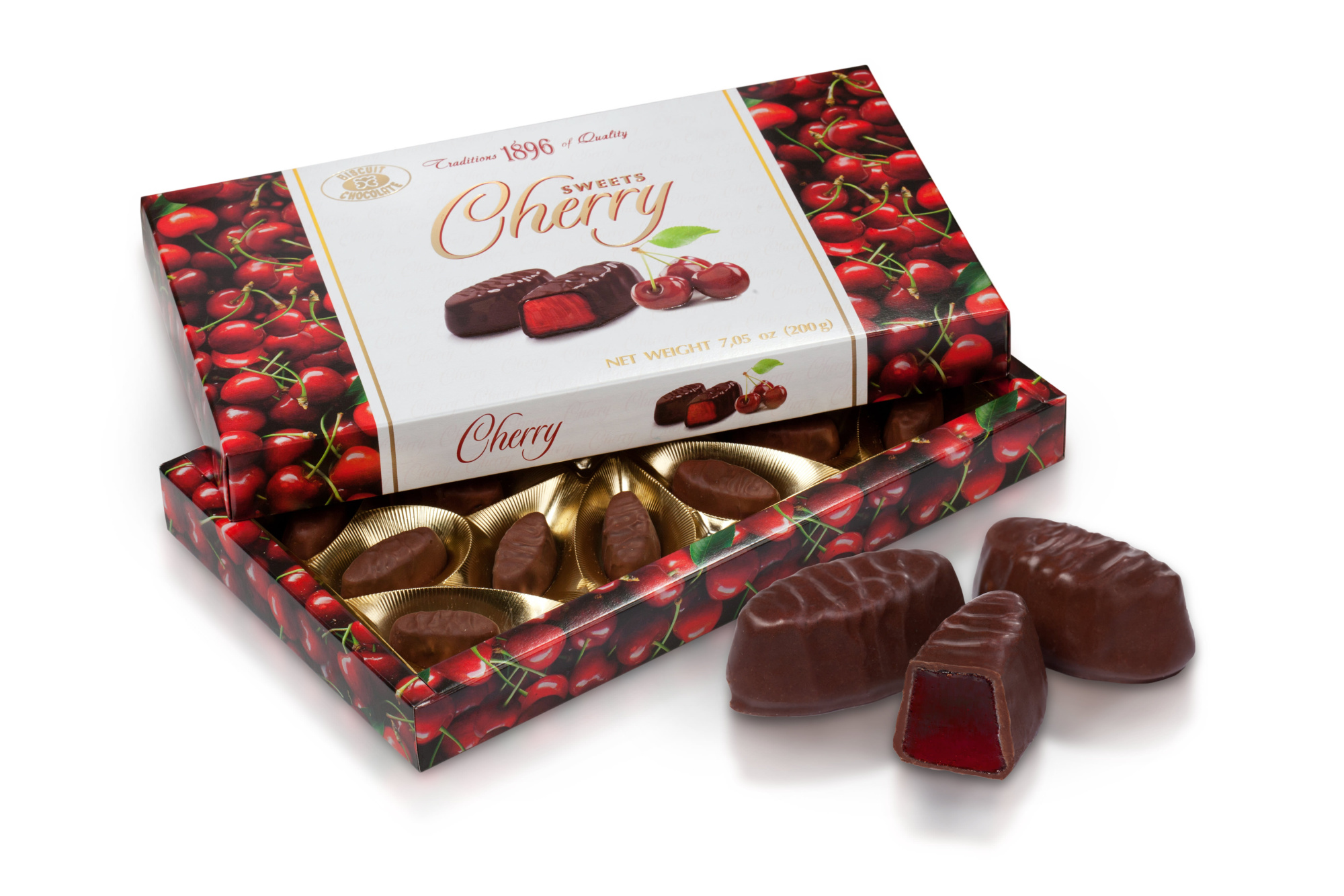 BISCUIT CHOCOLATE Bomboane de ciocolată "Cherry" 220 g