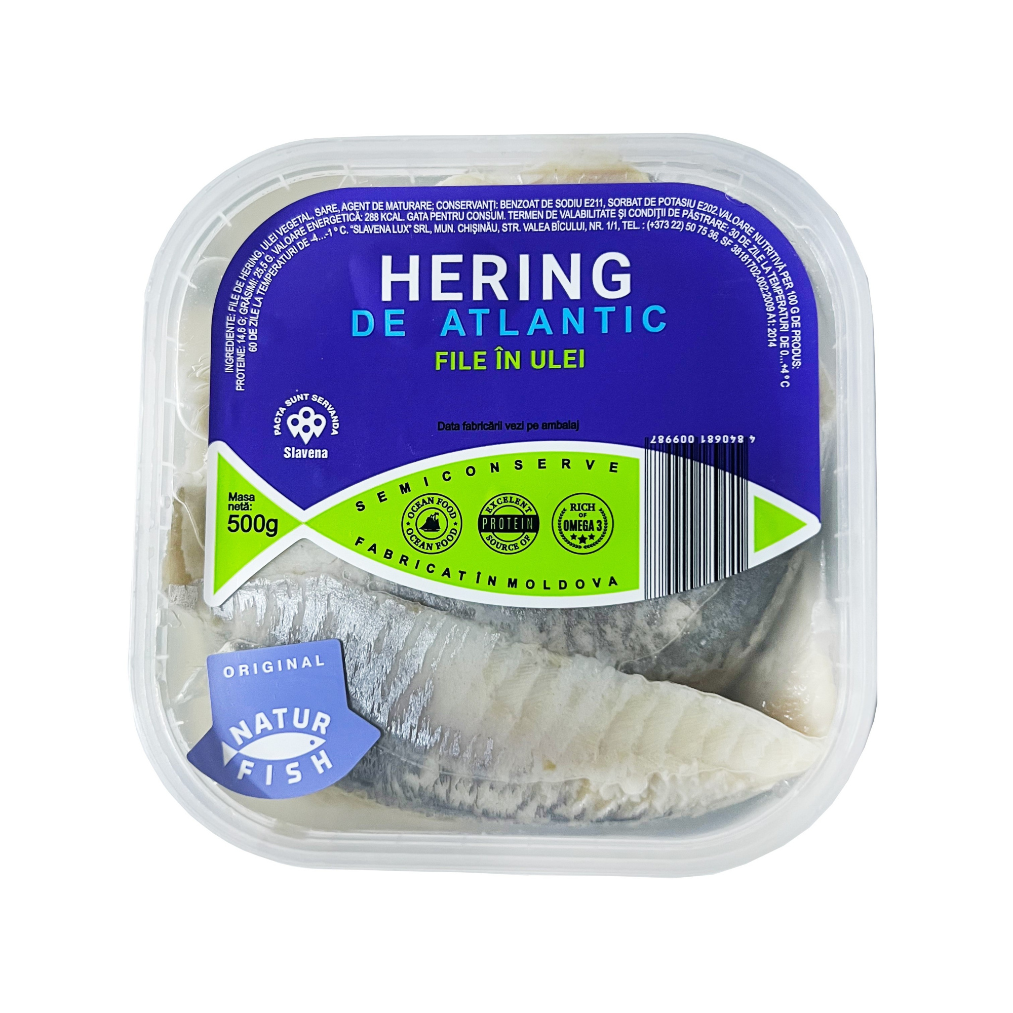 Hering de atlantic file în ulei 500g Natur Fish
