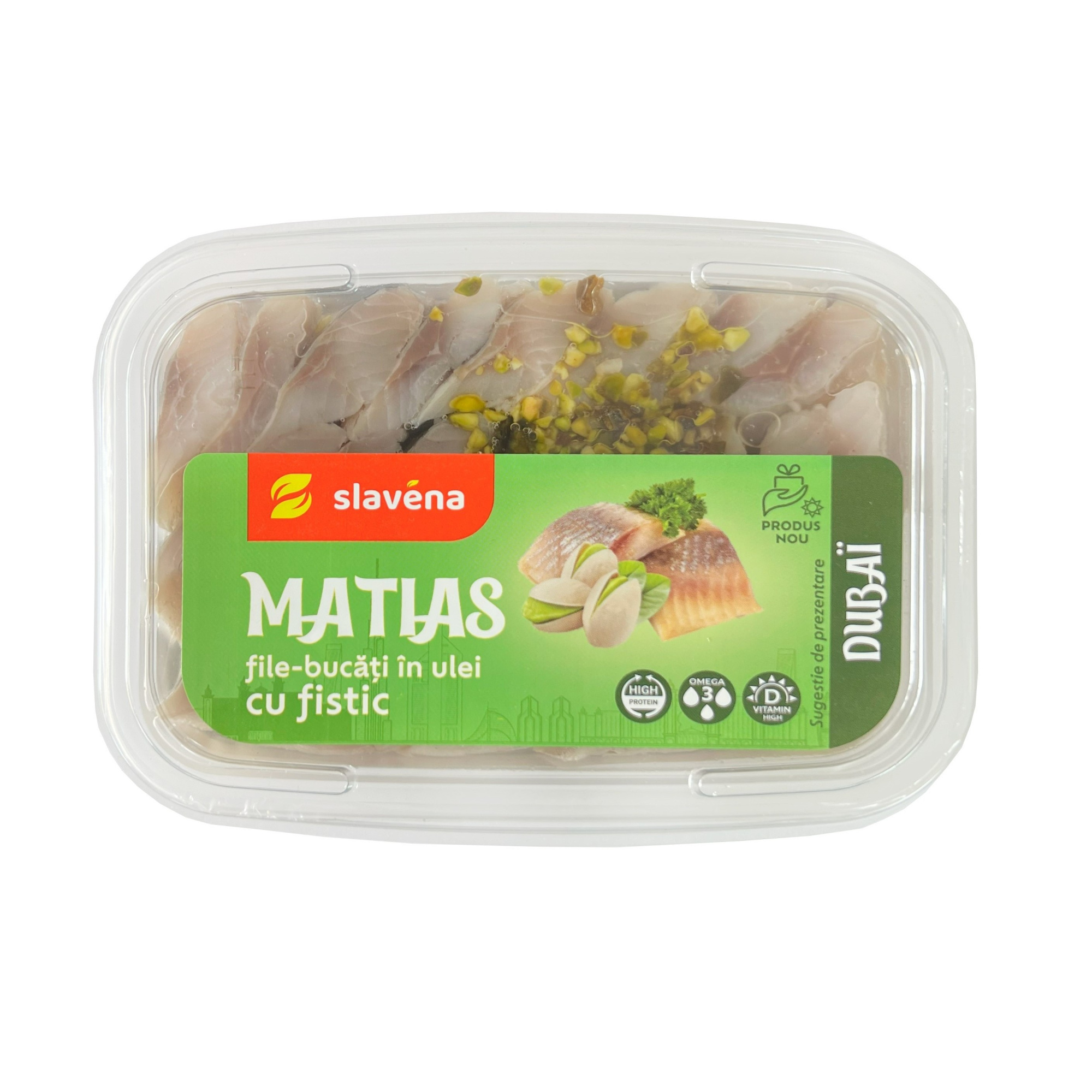 Hering file cu fistic în ulei Dubai 350g