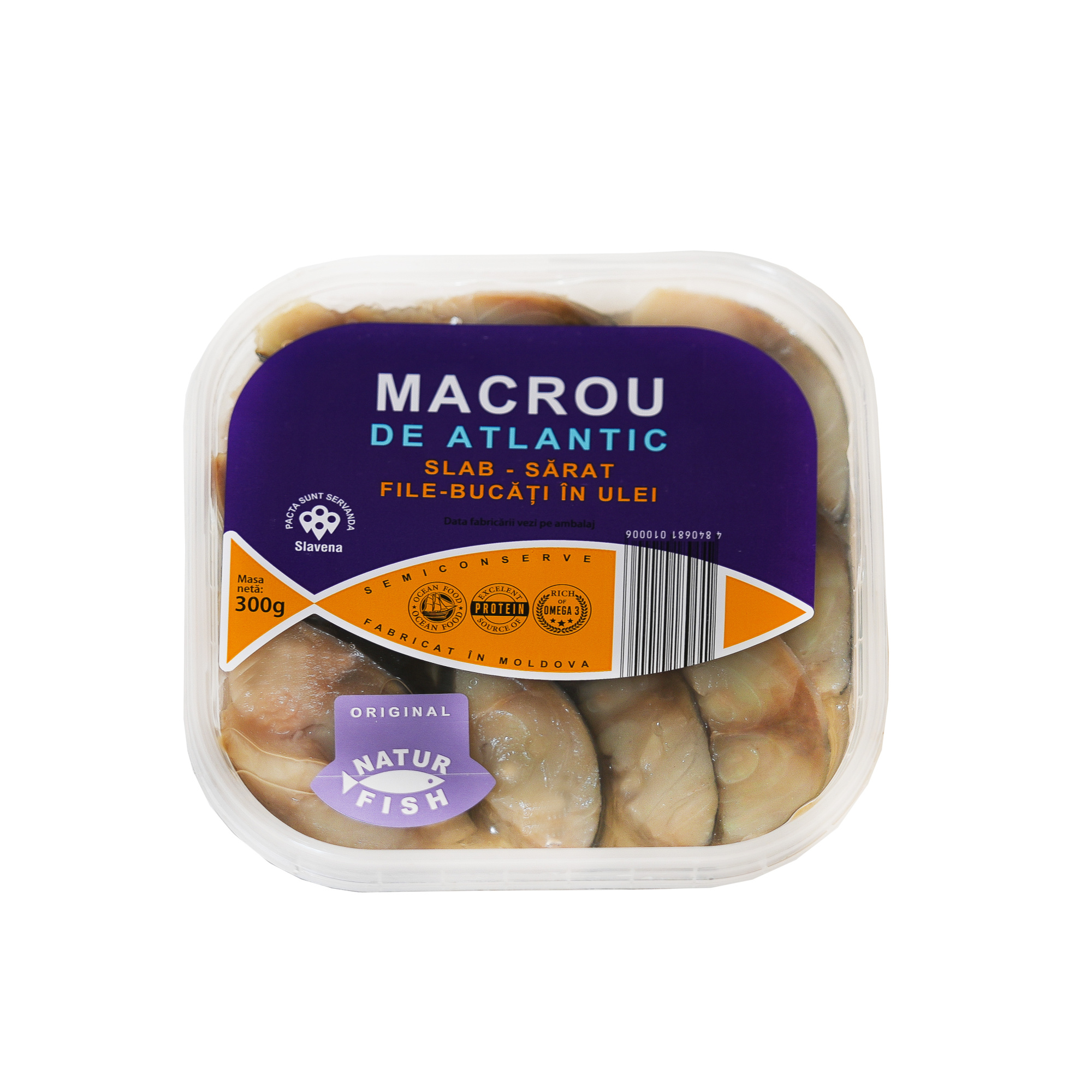 Macrou de atlantic file bucăți în ulei 300g Natur Fish