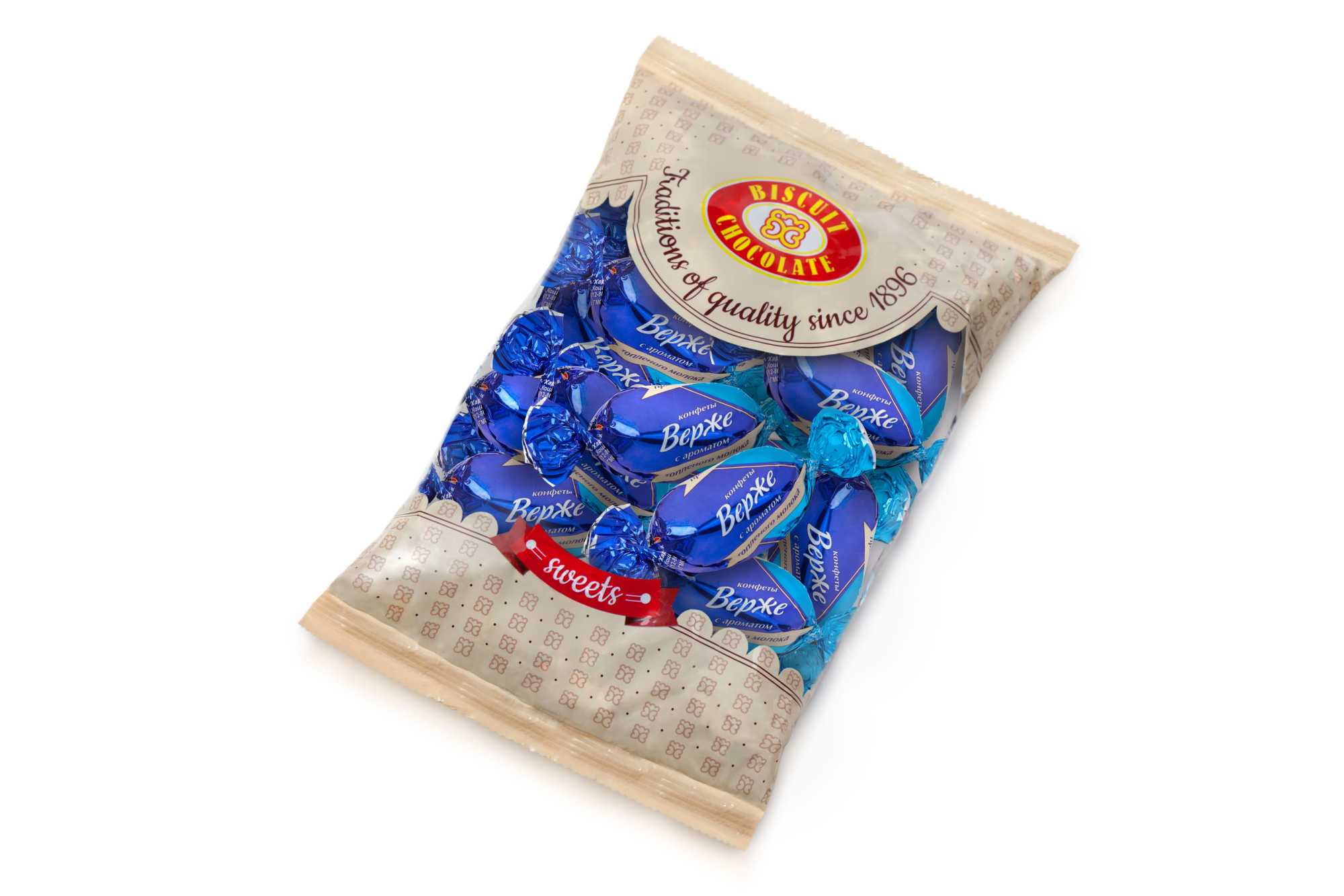 BISCUIT CHOCOLATE Bomboane glazurate "Verge" cu lapte fiert 200 g