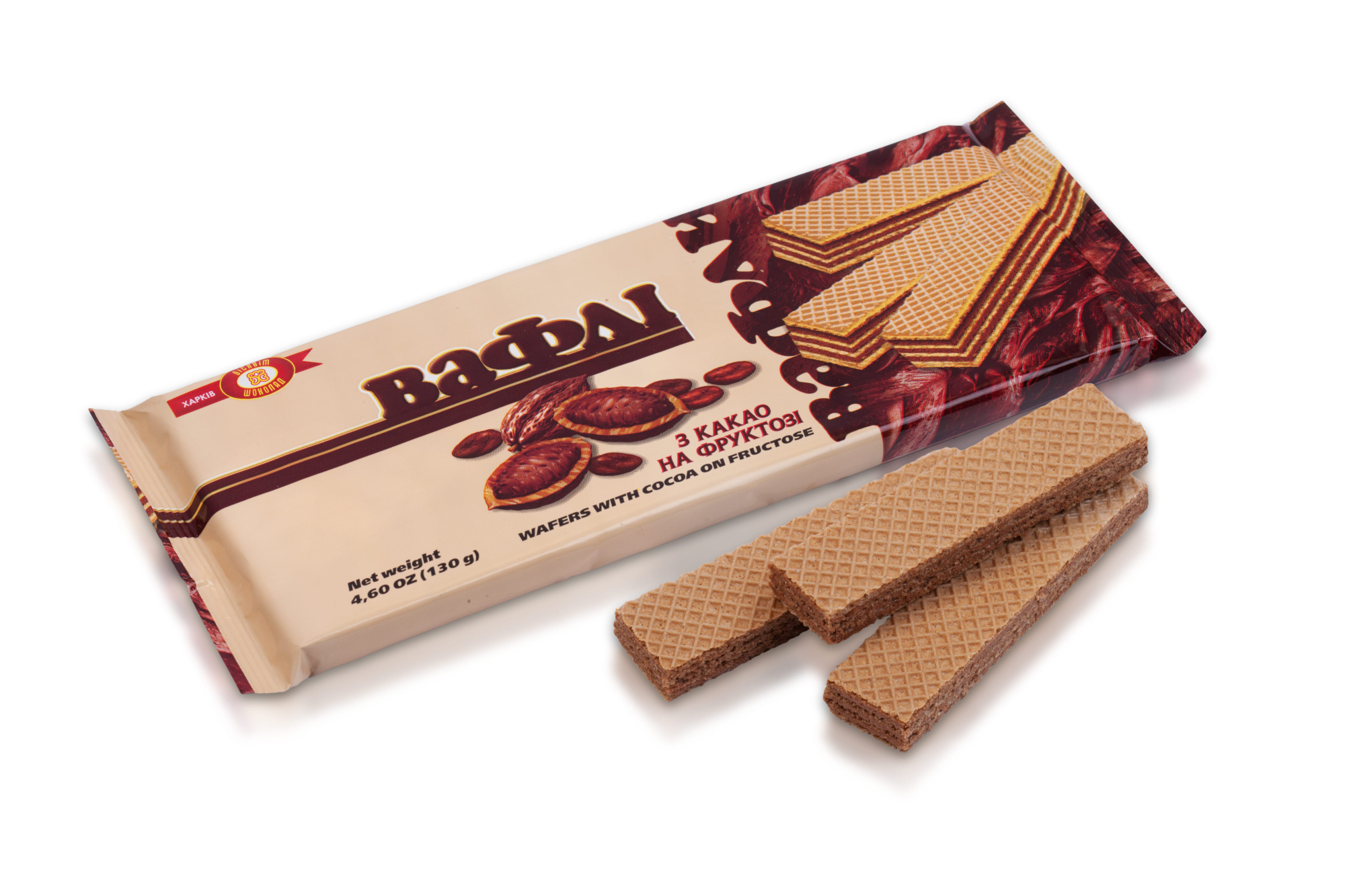BISCUIT CHOCOLATE Napolitane "Cacao" cu fructoză 130 g