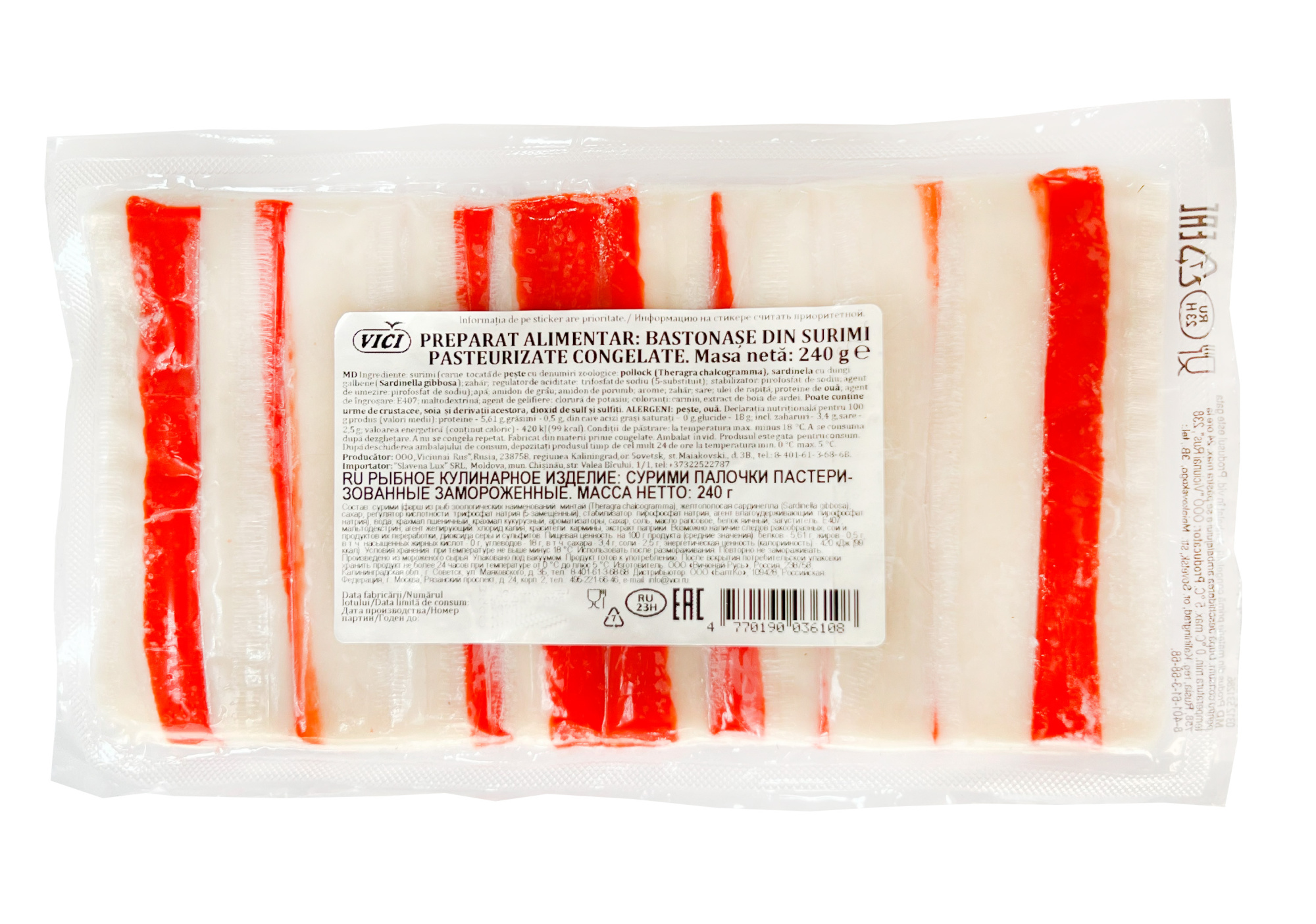 VICI Bastonașe din surimi imitație (bastonașe de crabi)  240 g